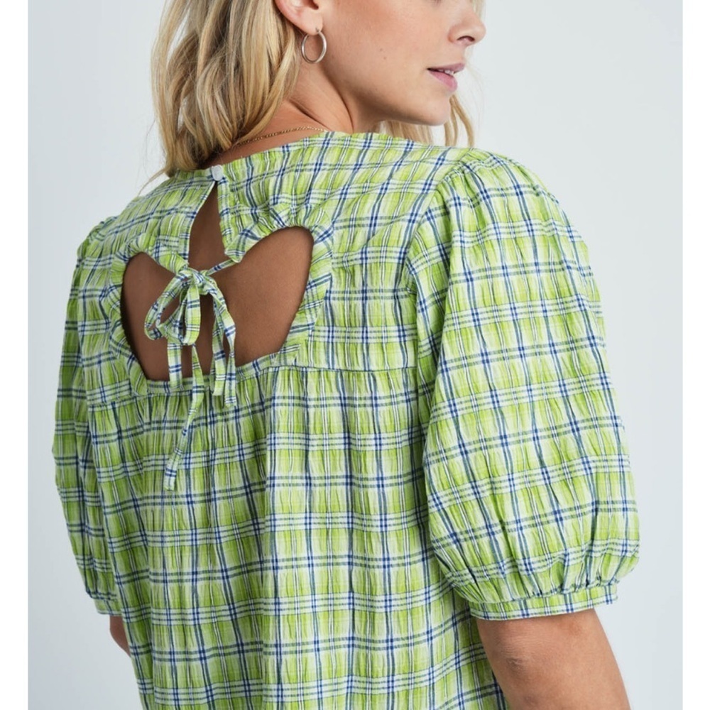 Native Youth Women’s Plaid Textured Top With Open Back Detail Size XS - Picture 12 of 12